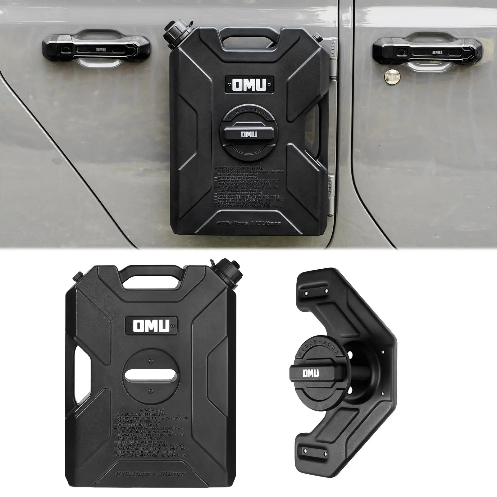 OMU 4x4 Door Hinge Water Storage Container 10L & Mount Set for Jeep Wrangler JK JL & Gladiator JT 2007–2024 Backup Water Tank