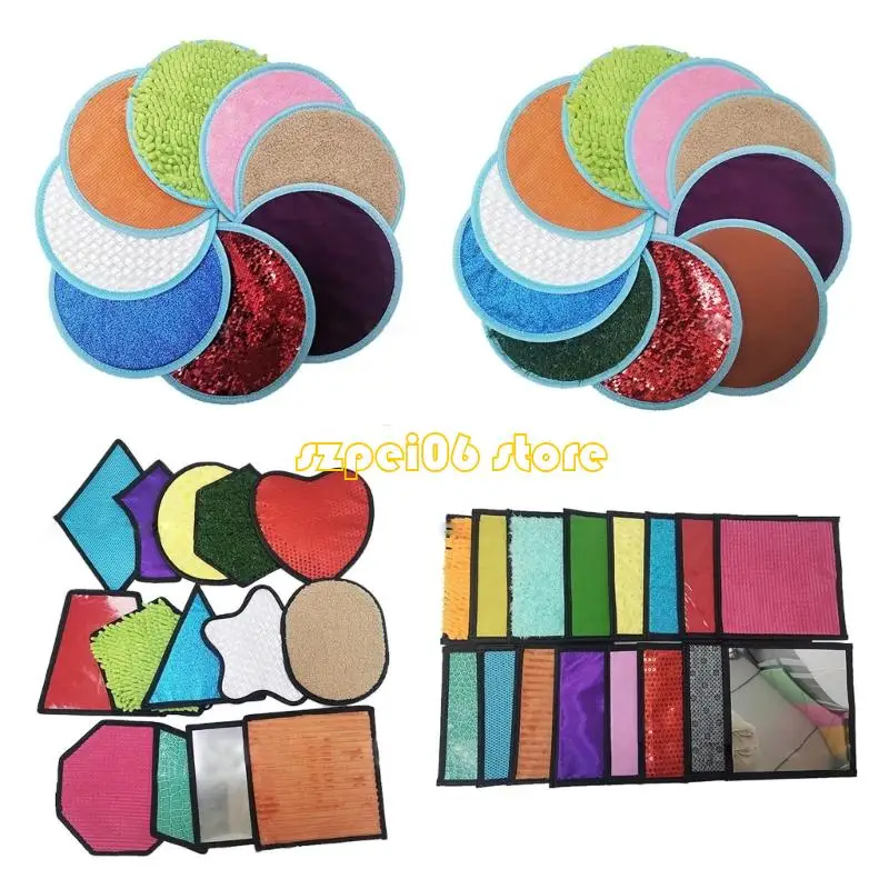 

45BF 8/10/14/16pcs Multi Texture Autism Sensory Training Rug Portable Fabric Play Mat