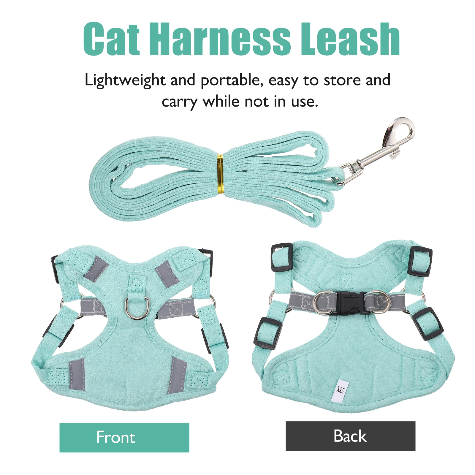 

Reflective Cat Harness Leash 120cm Long Adjustable Lightweight Outdoor Walking Pet Supplies Traction Rope Vest Kit Comfortable