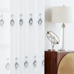 NH4213 hotel bay window balcony European style curtain head high-end white embroidered curtain fabric curtain