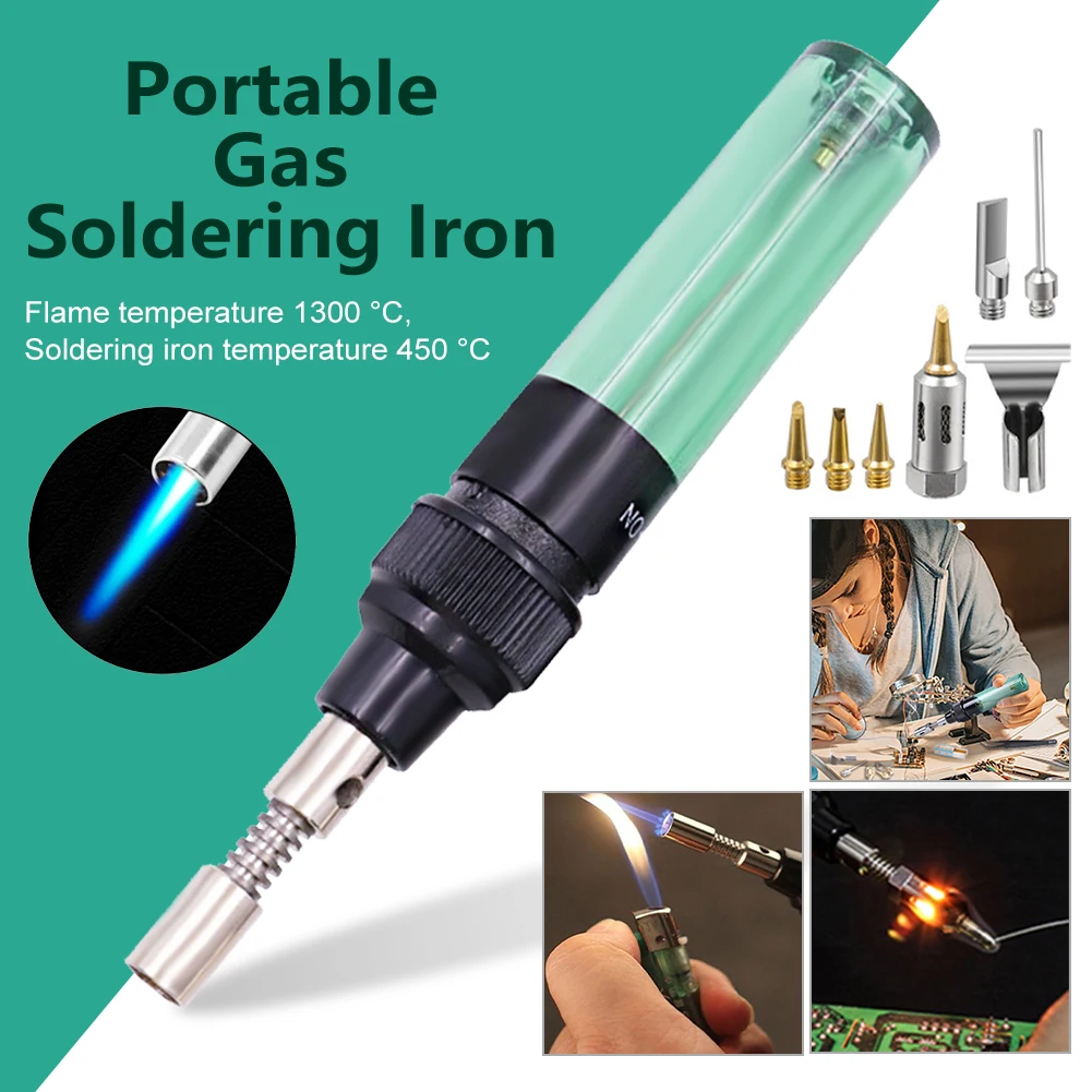 1300Celsius Portable Gas Soldering Iron Cordless Butane Gas Welding Gun Weldin Pen Adjustable Burner Mini Butane Welder Tip Tool