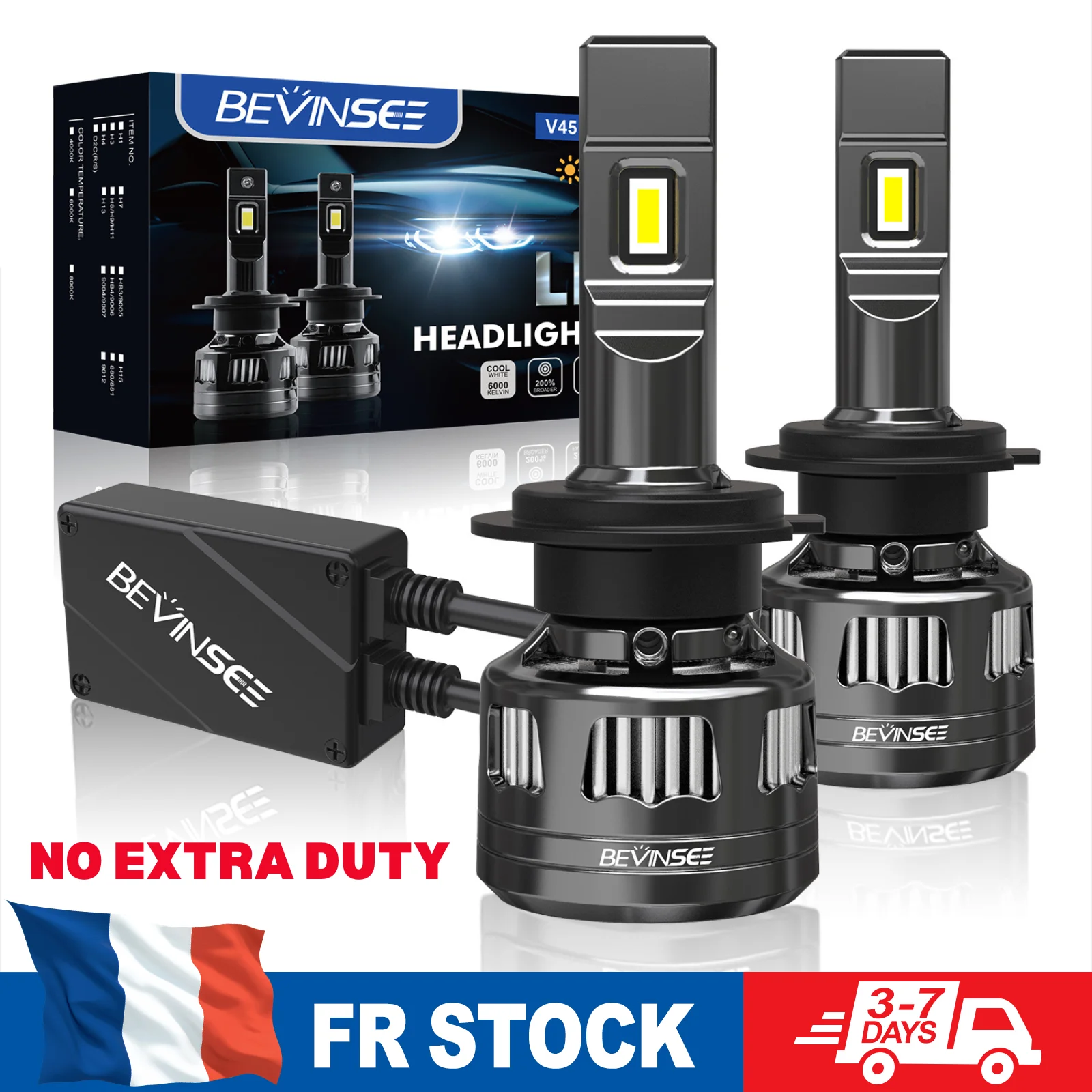 BEVINSEE H7 H1 LED-Scheinwerferbirne CANBUS Ultra Hell 120W 22000LM 6000K Lange Lebensdauer Turbofan 12V Lampe für Audi A3 A4 A6 Q3 Q5