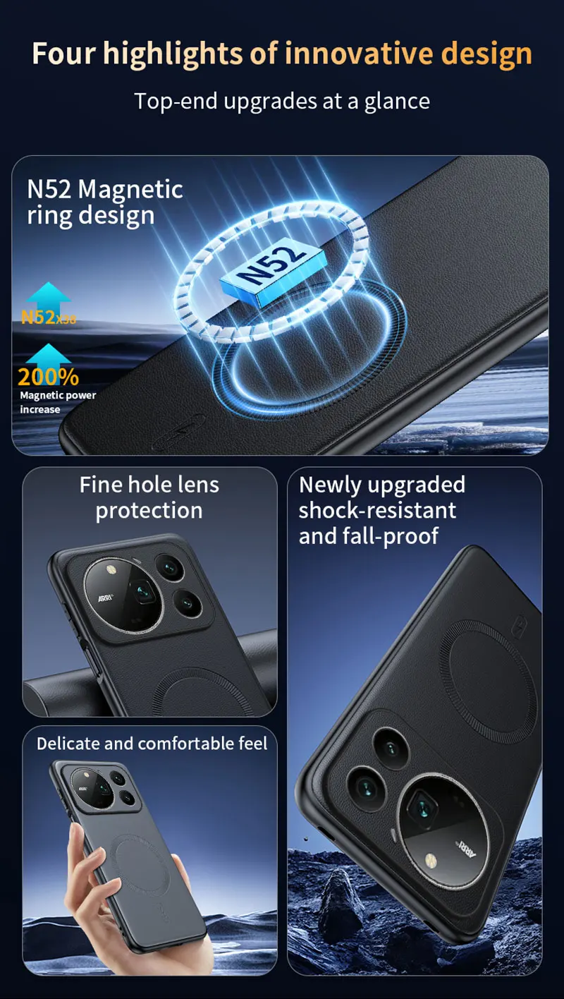 Hülle für Honor Magic 9 Pro Max, magnetische Leder-Schutzhülle, Anti-Fingerabdruck, rutschfest, PC+TPU – Detail 6