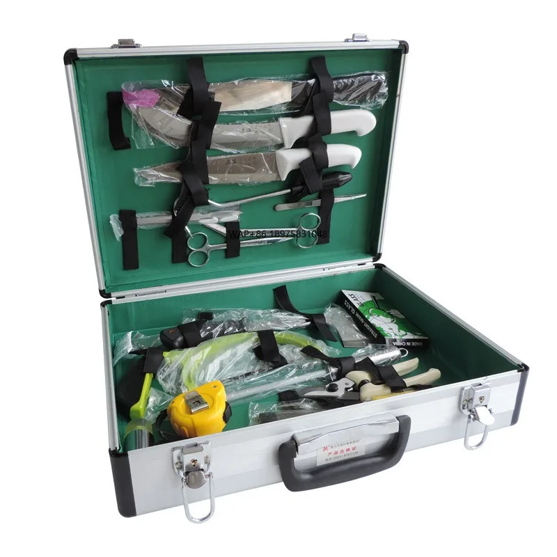 

Набор для разбрасывания больших животных, ветеринарные хирургические инструменты, включая изогнутый нож, инструменты для разведения, чехол для хирургического инструмента для свиней