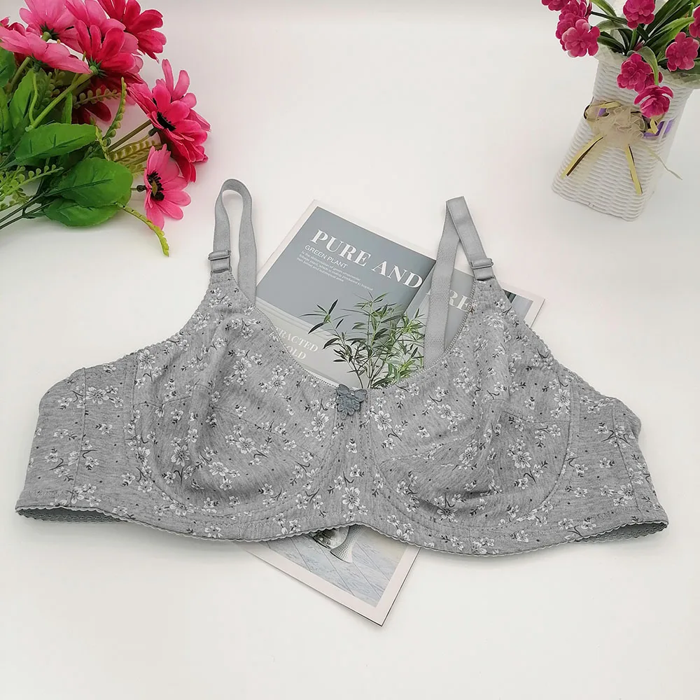 85 90 95 100 105 110 115 D DD E F Cup Women\'s Bra Plunge Lingerie Sexy Lace Bras Floral Printing Thin Mold Push UP Bralette C19