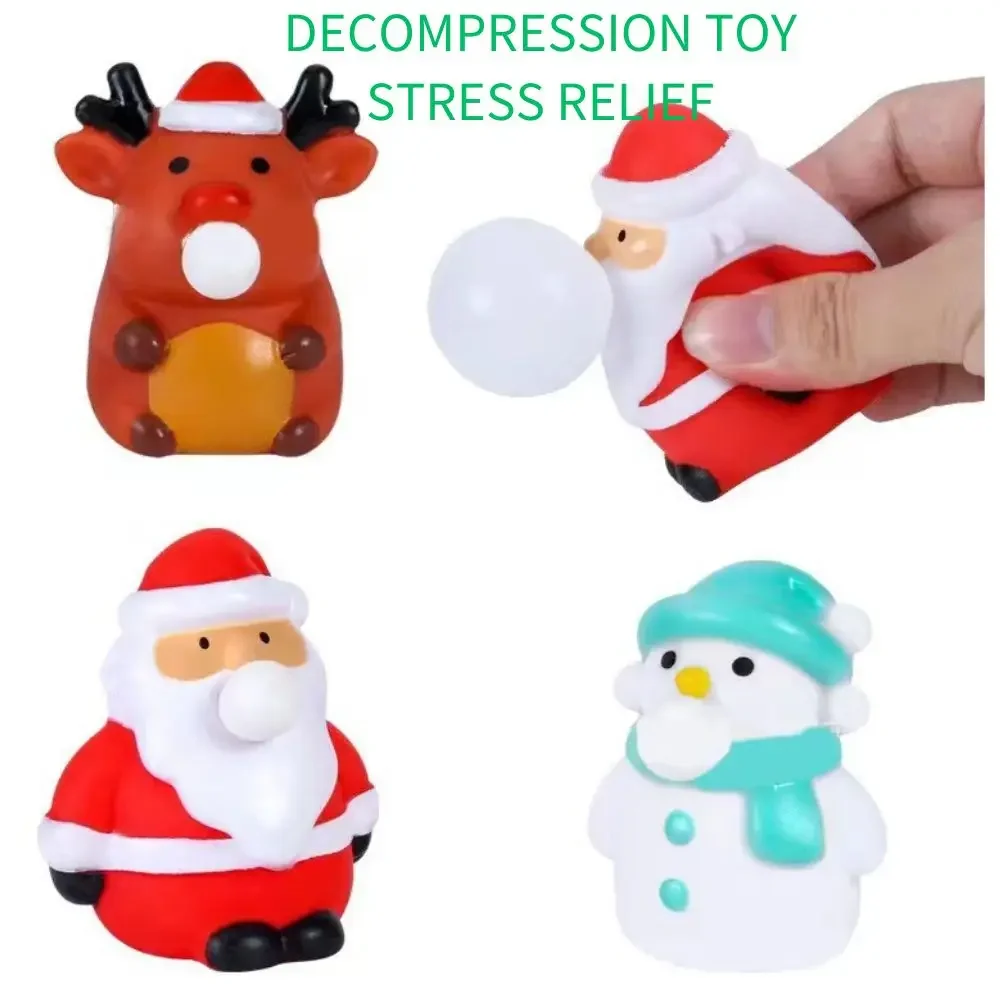 Christmas Toys Anti Stress Balls Santa Claus Snowman Elk Decompression Squeeze Sensory Toys Kids Christmas Party