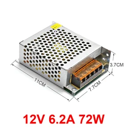 AC 220V to 12 Volt 72W Switching Power Supply 6A Monitor LED Transformer DC Adapter