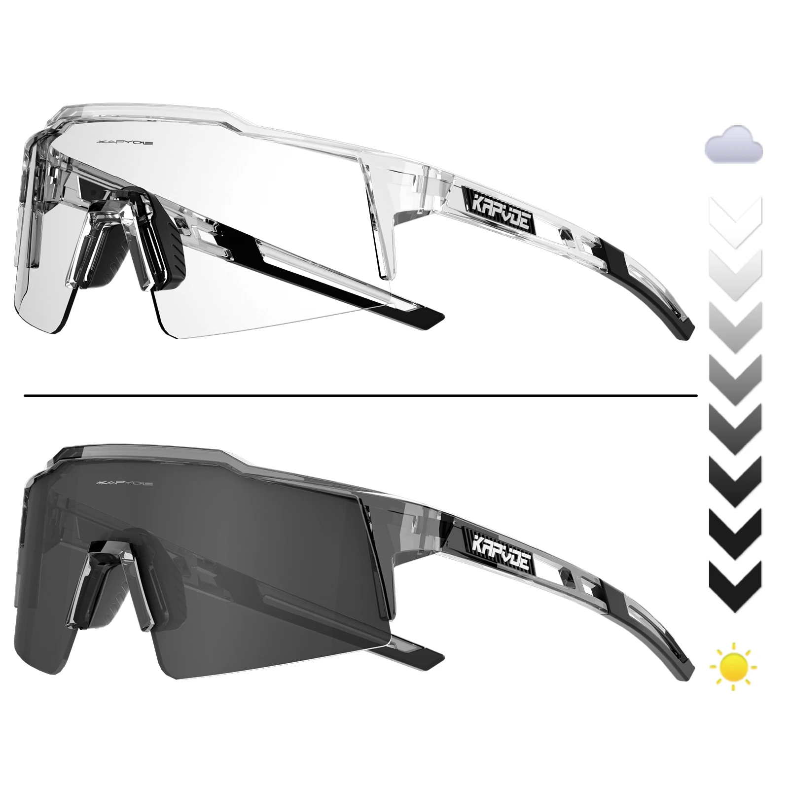 Kapvoe Photochrome Sonnenbrille mit Rahmen und Gläsern, photochrome Fahrradbrille, UV400, Sportbrille, Laufen, Fahren, Outdoor-Brille – Detail 1