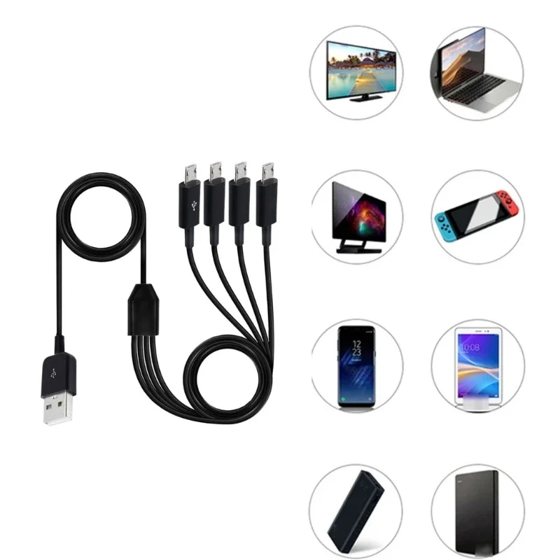 Universal Micro USB Cable Multi Cable Power up to 4 Devices Simultaneously Micro USB Splitter Cable