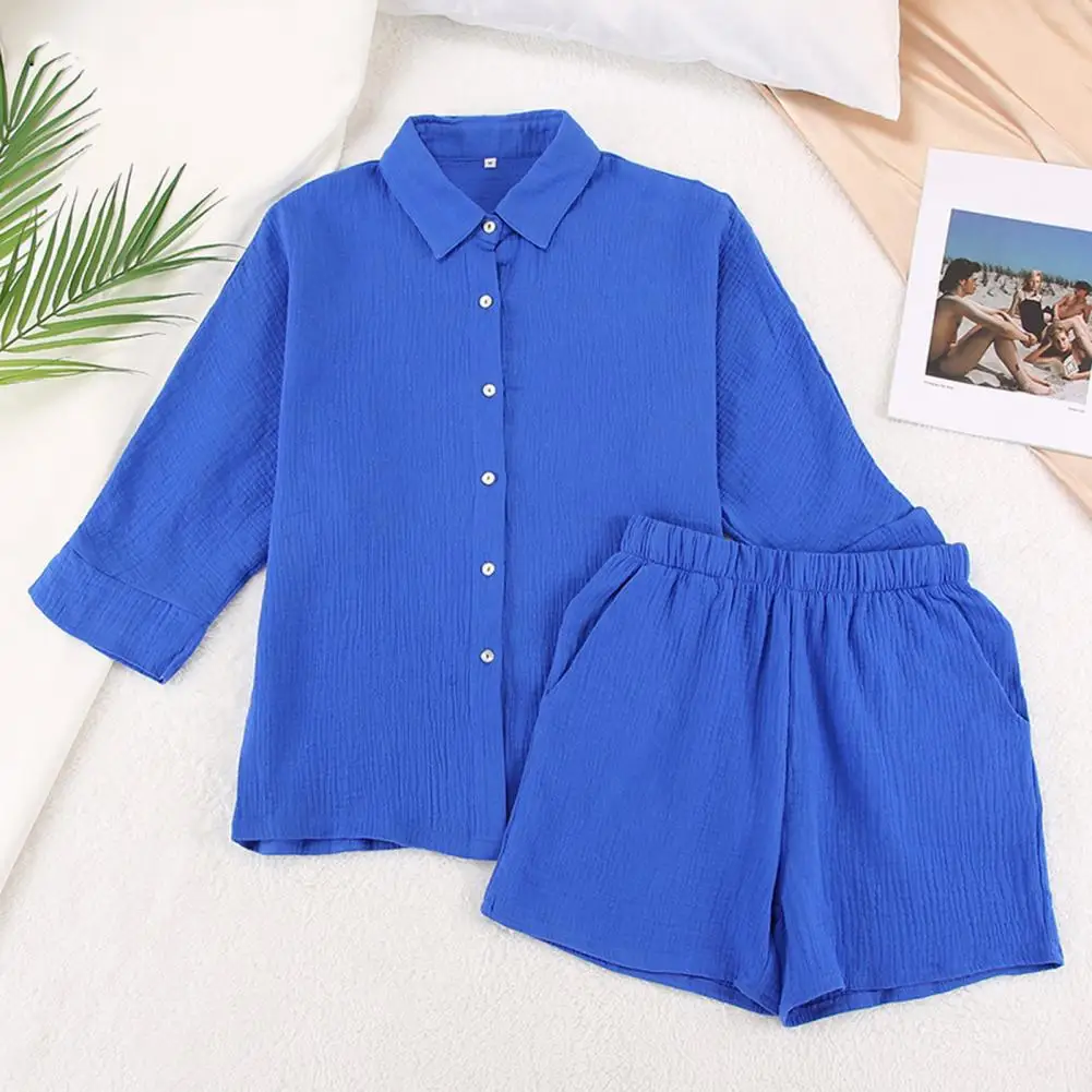 Women Summer Outfit Muslin Blouse Coat 2 Piece Clothing Women\'s Elegant Beach Holiday Women Set Female Coat Loose Suit