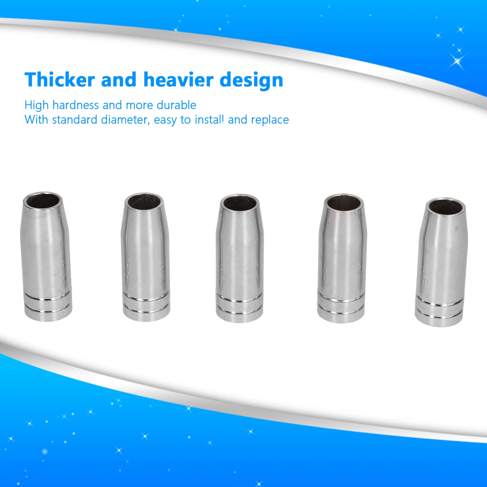 5 قطعة فوهة بندقية لحام النحاس مخروطي درع كأس شعلة لحام الفوهات اعتماد تصميم أكثر سمكا 25AK MIG MAG شعلة لحام المواد الاستهلاكية