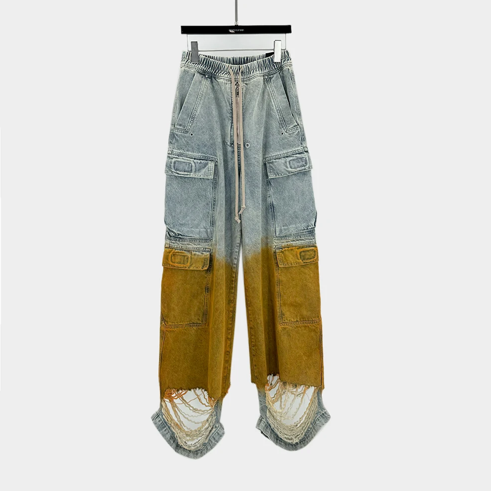 

Owen Seak Men Jeans Cargo Pants Cotton Denim Gothic Men's Clothing Coated Autumn Straight Solid High Street Black Long Jeans