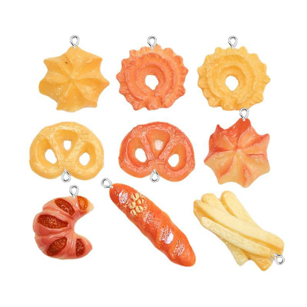 10PCS Shiny French Fries Series Flat Back Charms For Earrings Bracelet Hairpin DIY Jewelry Pendants Decoration Accessories