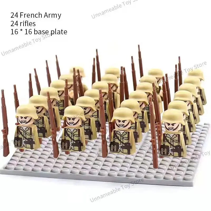 New 24pcs/lot WW2 Military Soldier Array Soviet US UK  China France Figures Building Blocks Children Toy War Toys Christmas Gift