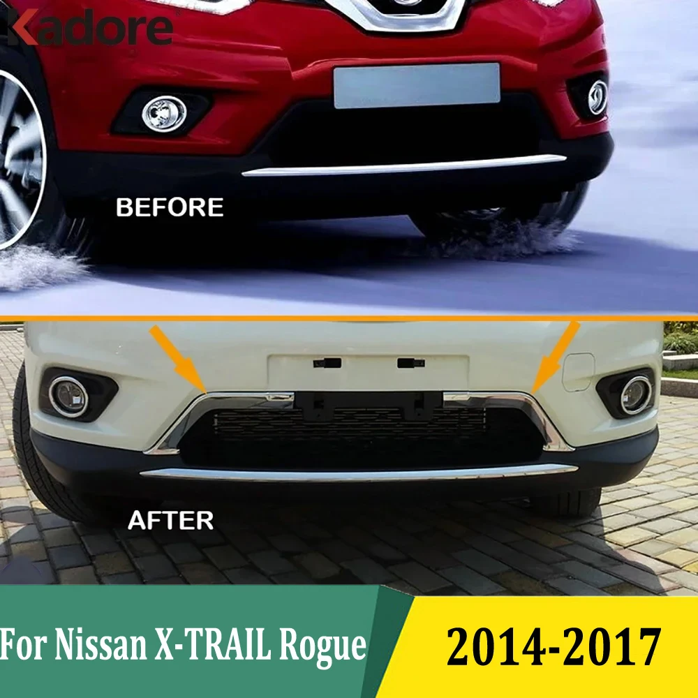 

For Nissan X-Trail Rogue 2014-2016 2017 Chrome Front Grilles Racing Grills Protector Trim Car Decoration Exterior Accessories
