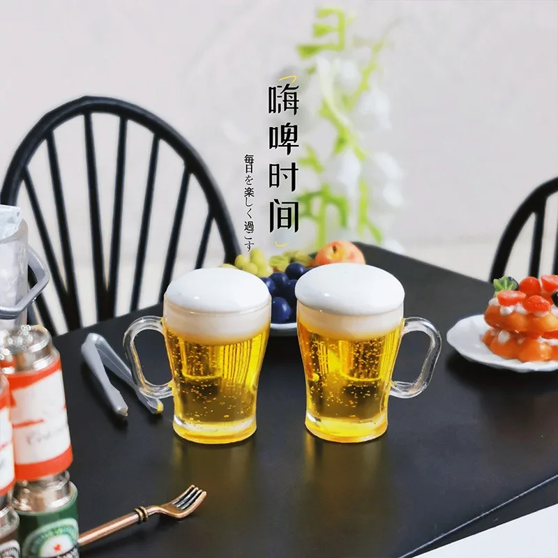 Mini Black & Yellow Beer Beverage Model Ornaments Simulation Drink Decoration DIY Craft Parts for Dollhouse Accessories