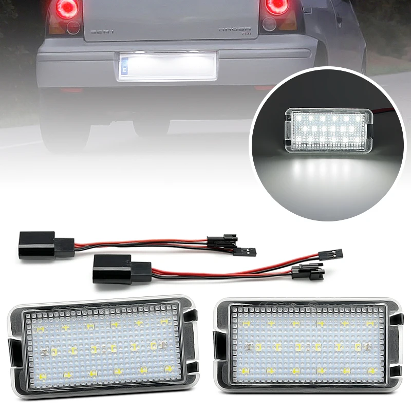 2Pcs LED License Plate Light For Seat Leon 1M Altea Arosa Cordoba Ibiza 6L Toledo 5P Replace OEM 5P0943021