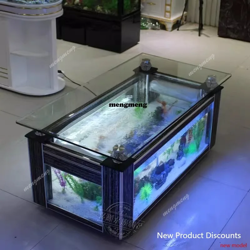 

C6601 Rectangle sofa coffee table ecological fish tank aquarium living room desktop coffee table ultra-white glass