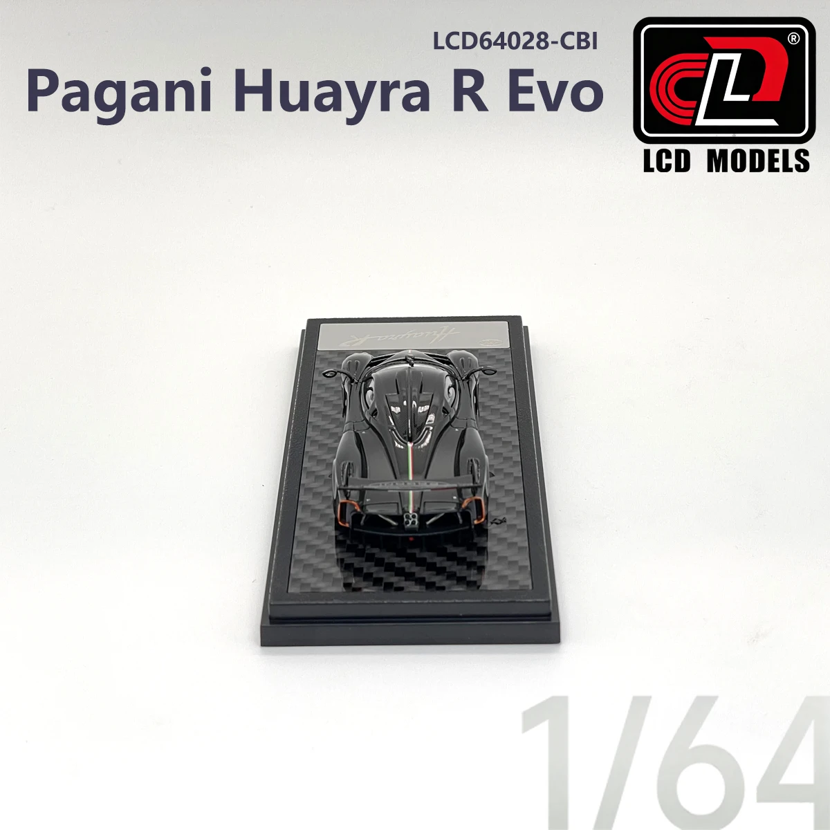 LCD Models 1:64 LCD64028-CBI Pagani Huayra R Carbon Black with Italian Flag Collectible Model Vehicles Alloy Carbon Fiber