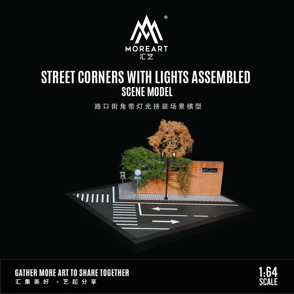 More Art 1:64 Street Corners With Lights Assembled Scene Car Model Parking Lot