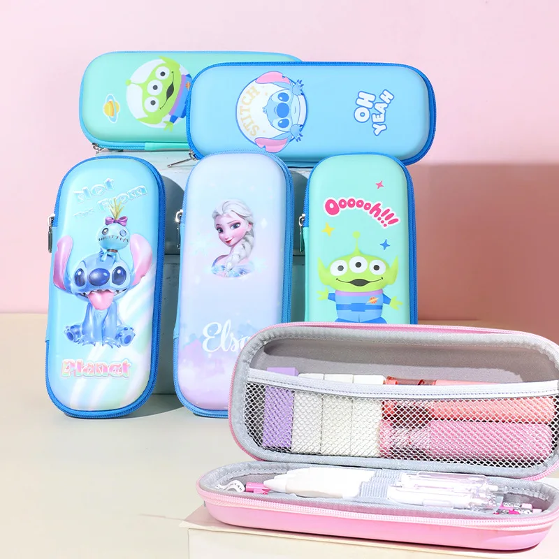 Disney Pencil Case Cute Elsa Lotso Alien Stitch Large Capacity Student Pen Box Pencil Bag Stationery Storage Bag School Supplies