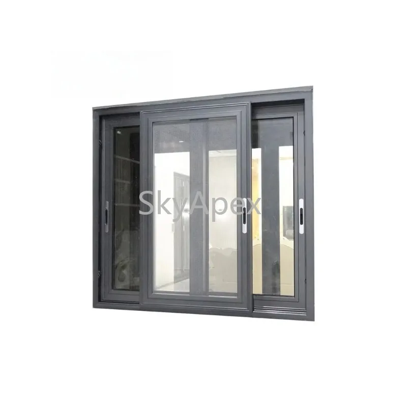 Aluminum Sliding Windows High Security Glass Window Mosquito Screen Anti Insect Airtight Sturdy  Easy  Operate  Home  Decoration