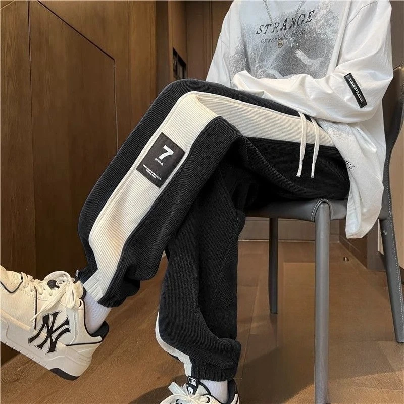

Man Sports Pants Young Students Trousers Fashion High Quality Essential Autumn Winter Casual Trend Sweatpants for Men Patchwork