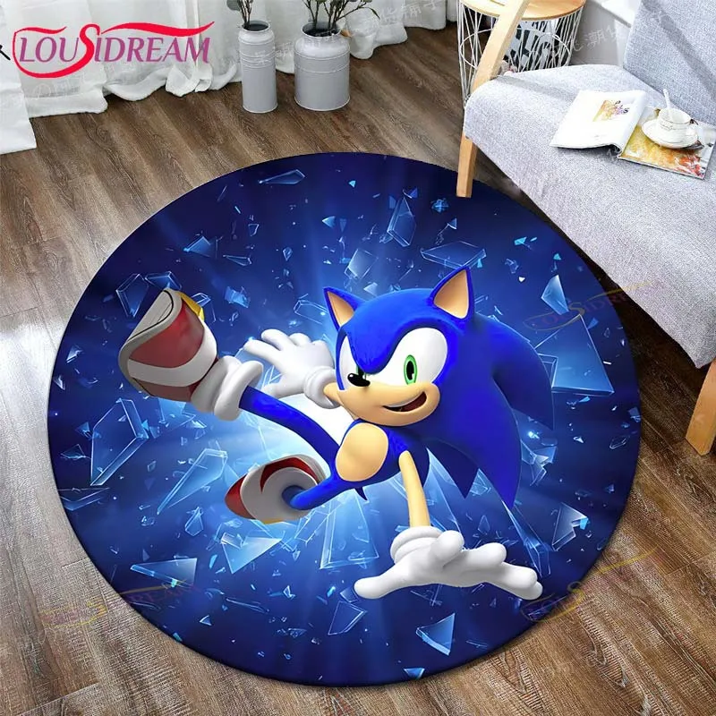 Nieuwe Cartoon Sonic Ronde Tapijt Anime Egel Actiefiguren Kinderkamer Slaapkamer Vloermatten Decoratie Props Levert Gift