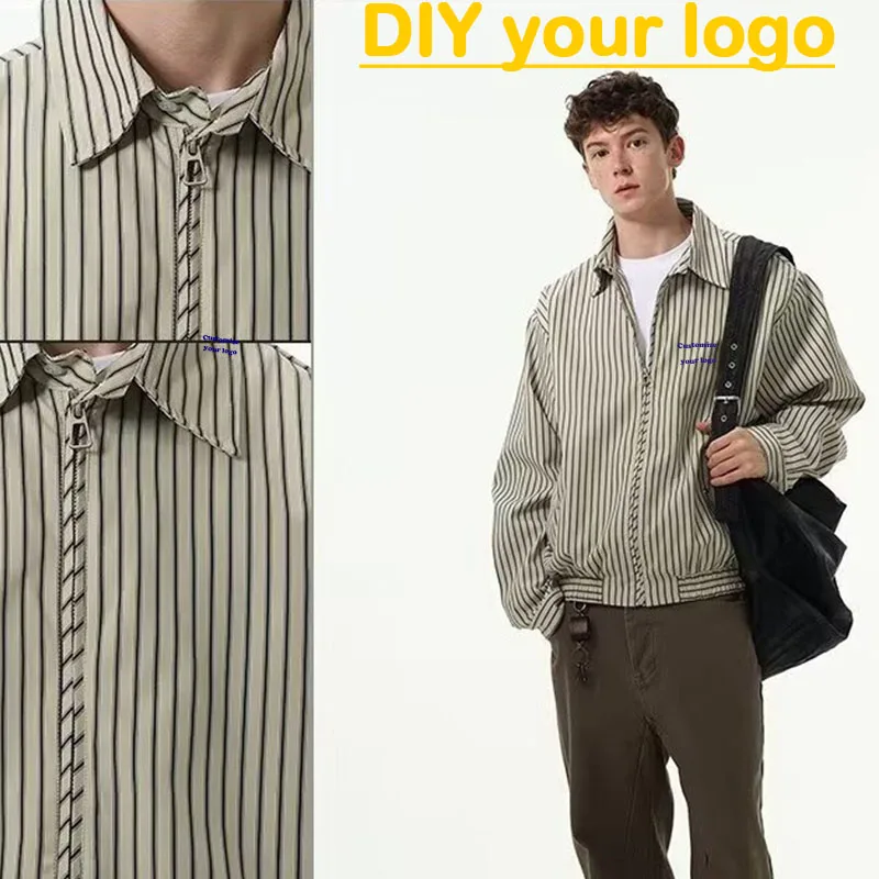 

DIY customizes your logo for spring and autumn fashion, urban handsome shirt, long sleeved thin stand up collar jacket