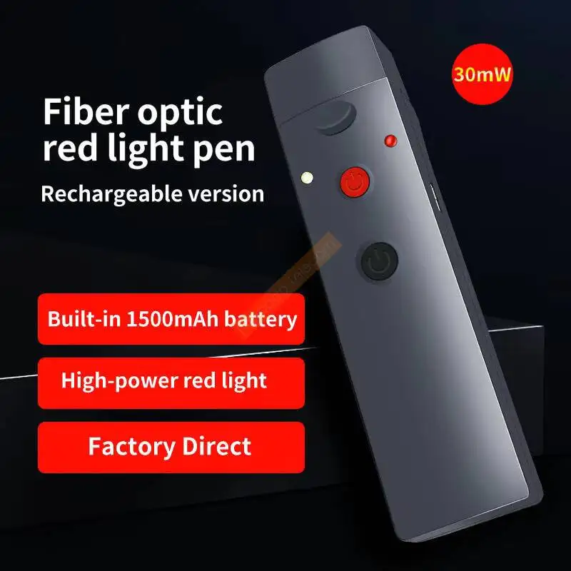 Visual fault locator 10/20/30/50MW VFL Recargable Fiber Optic RED Light Pen Fiber Optic Cable Test FTTH