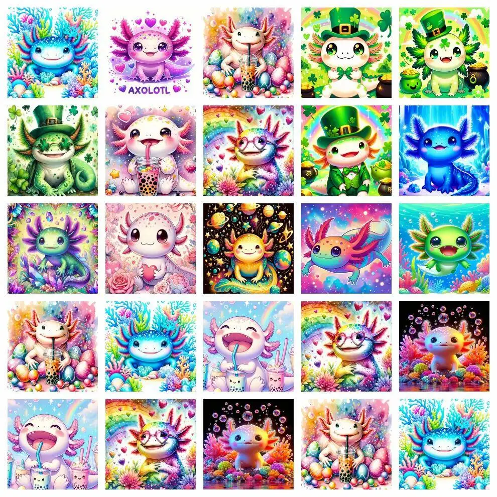 AZQSD Malen nach Zahlen, Axolotl, Tierbilder auf Leinwand, Drache, Heimdekoration