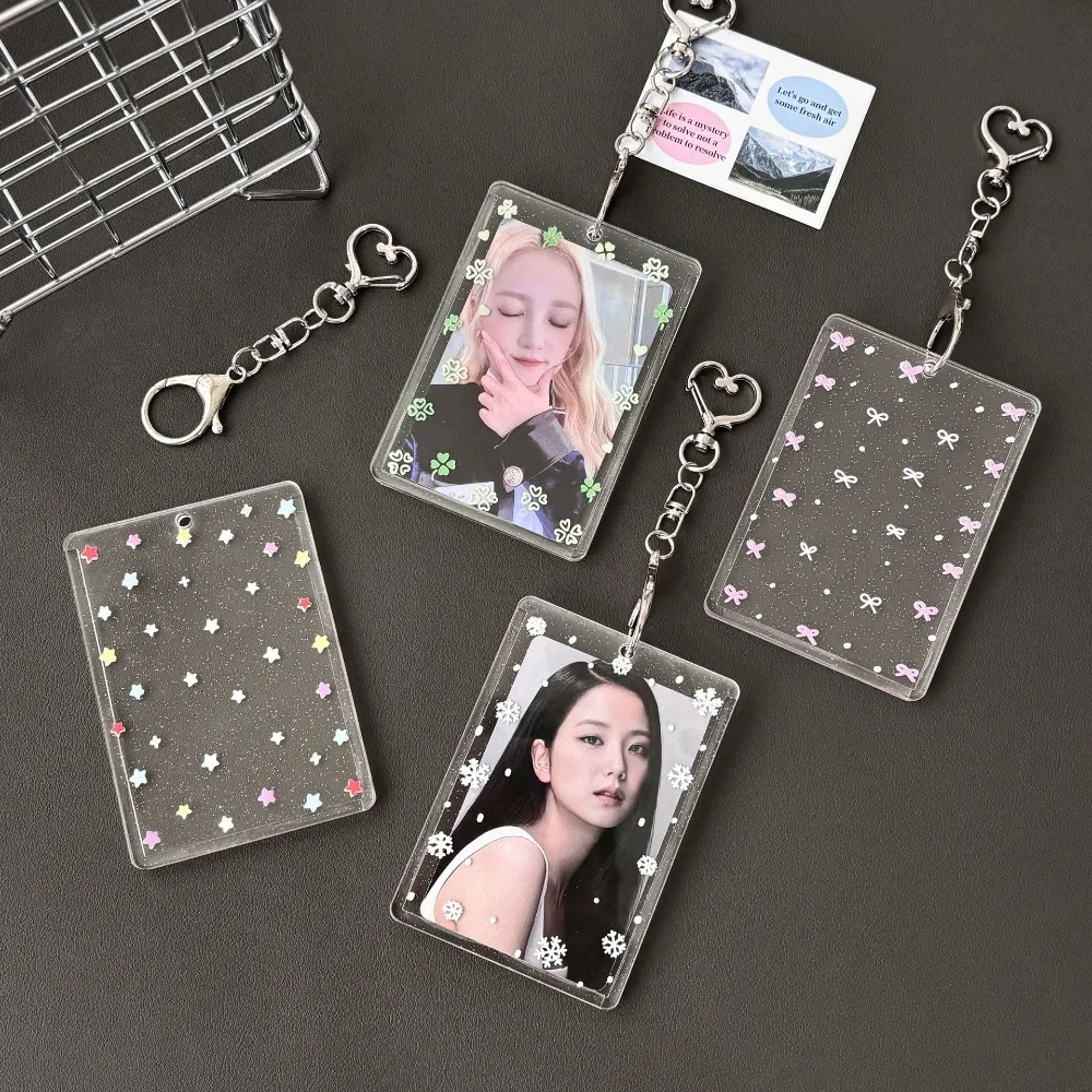 Oryginalny Ins Color Snowflake Transparent Glitter Acrylic Small Card Card Brick Small Card Card Card Film Card Sleeve