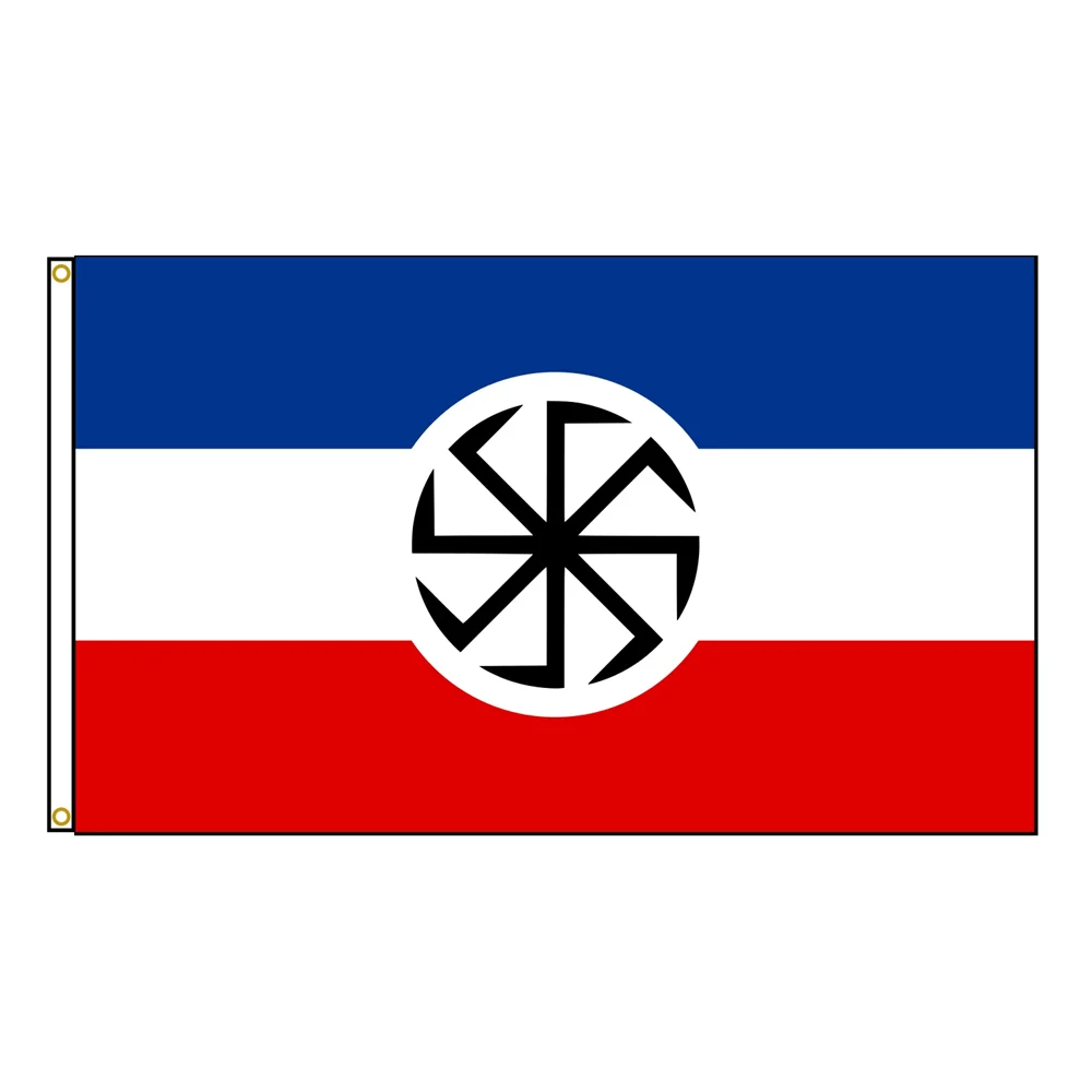 Slavic Flag 2x3ft 3x5ft Kolovrat Empire Imperial Nationalist Banner Rodnovery Historical Slavic Polyester Flag for Outdoor Decor