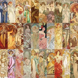 30pcs Mucha Bookmarks Classic Painting Gifts Art Set Creative Bookmarks Personalized Exquisite Cultural and Creative Cards