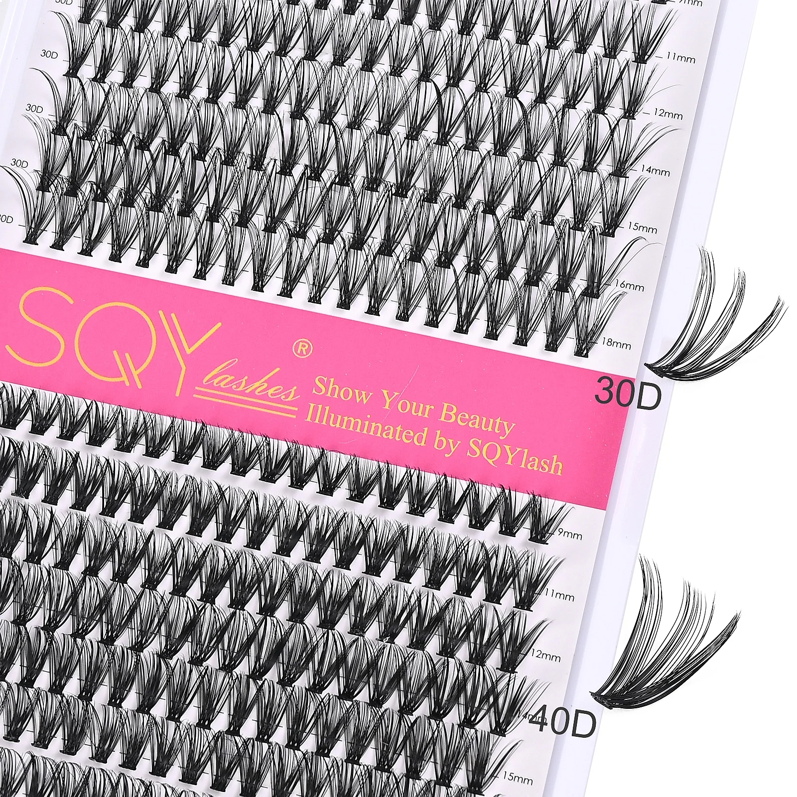 Wholesale Bulk Individual Professional Synthetic Hair Cruelty-Free Starter30d 40d 50d Diy Segment Strip Eyelash Cluster