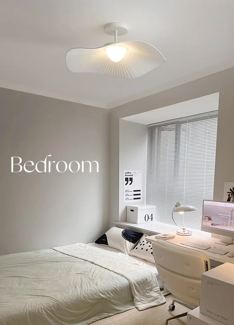 Nordic Fabric LED Ceiling Light Bedroom Minimalism White