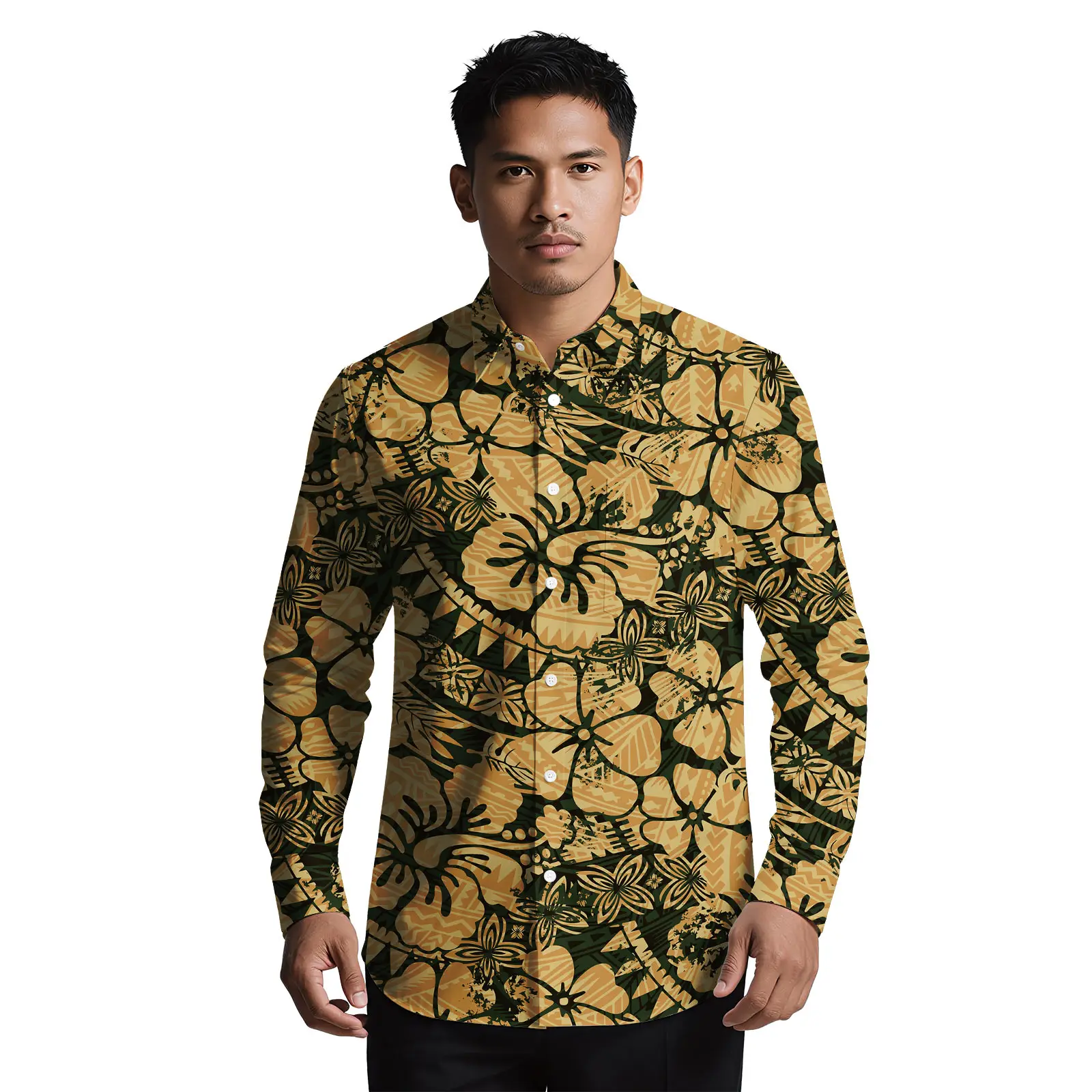 مخصص الأزهار طباعة الرجال الملابس جزيرة هاواي ألوها قمصان للرجال ساموا عارضة الرجال قميص البولينيزية الجديدة ملابس رجالي قميص