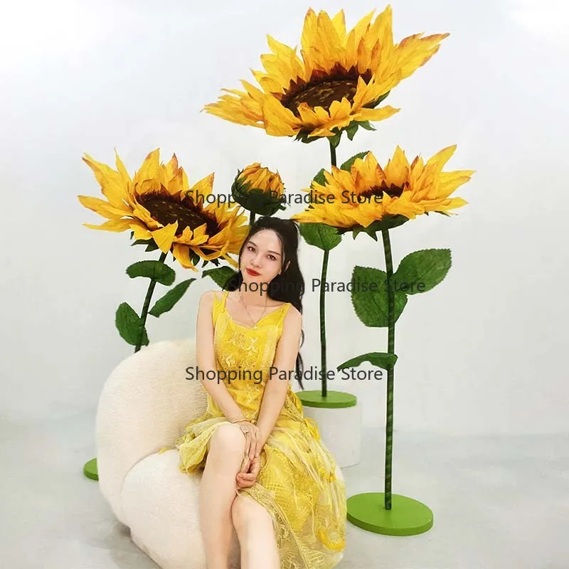 

Гигантская 3D-имитация подсолнуха, бумажный цветок для свадебного декора, витрин торговых центров, водонепроницаемый, для улицы