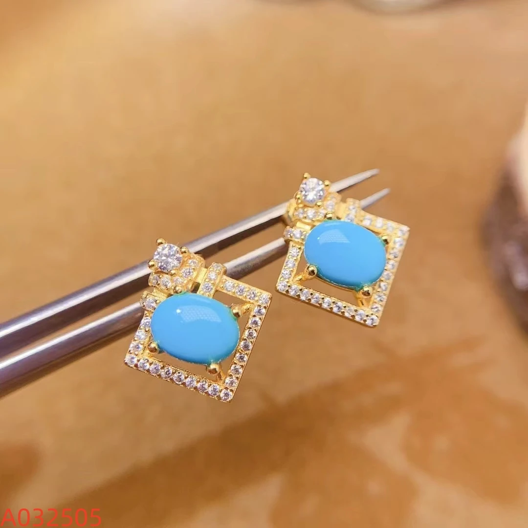 KJJEAXCMY Natural Turquoise S925 silver , electroplated locking color process, high clarity Full of luster  Birthday party