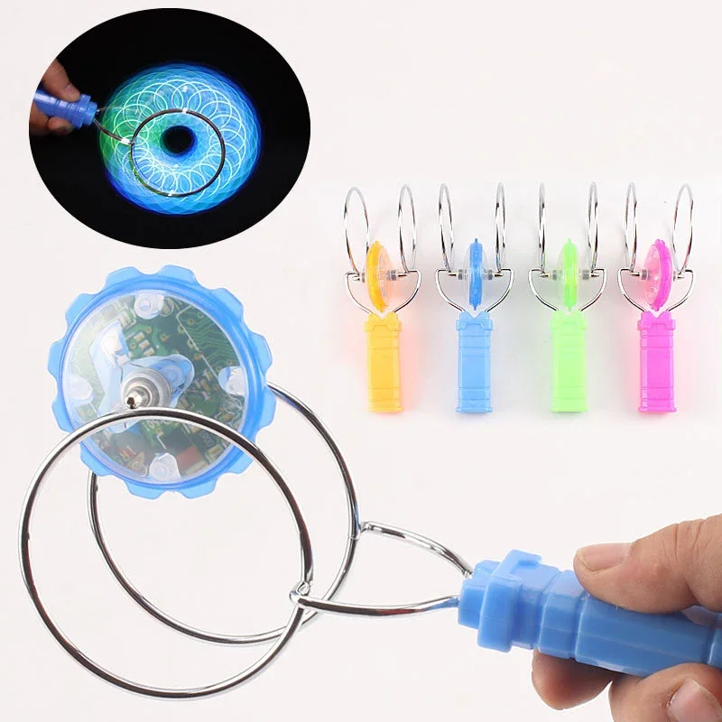 Creative Led Magic Magnetic Orbit Spinning Top Toy Hand Cranked Color Luminous Spinning Toys For Children Birthday Gift