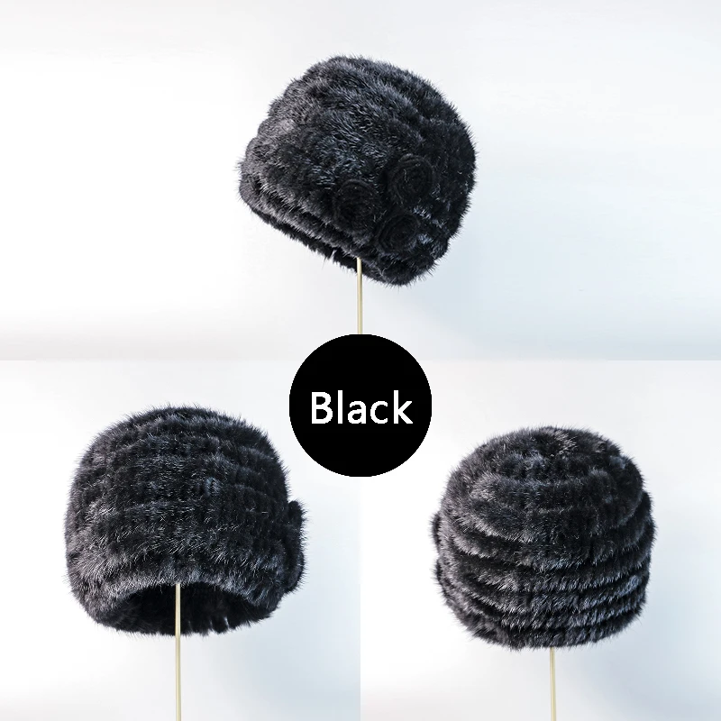 Neue Modische Echte Natürliche Damen Gestrickte Nerzmütze Handgefertigte Strick-Wintermütze Ohne Krempe – Detail 13