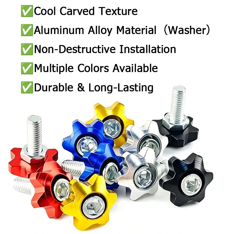 10set M6 Universal Motorcycle License Plate Frame  Modified Decorative Screws Nut Fit For Honda Kawasaki Suzuki Yamaha Orange