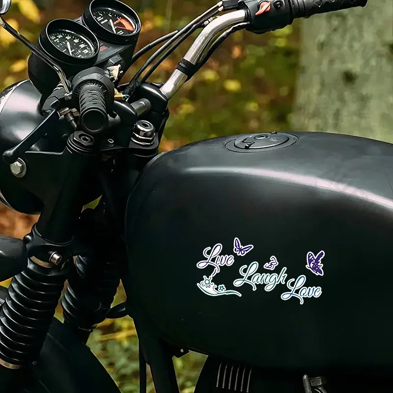 

1 шт. виниловая наклейка с бабочкой "Живи, смейся, люби" – вдохновляющая, водонепроницаемая, матовая, из ПВХ, для мотоциклетного шлема, кузова, топливного бака