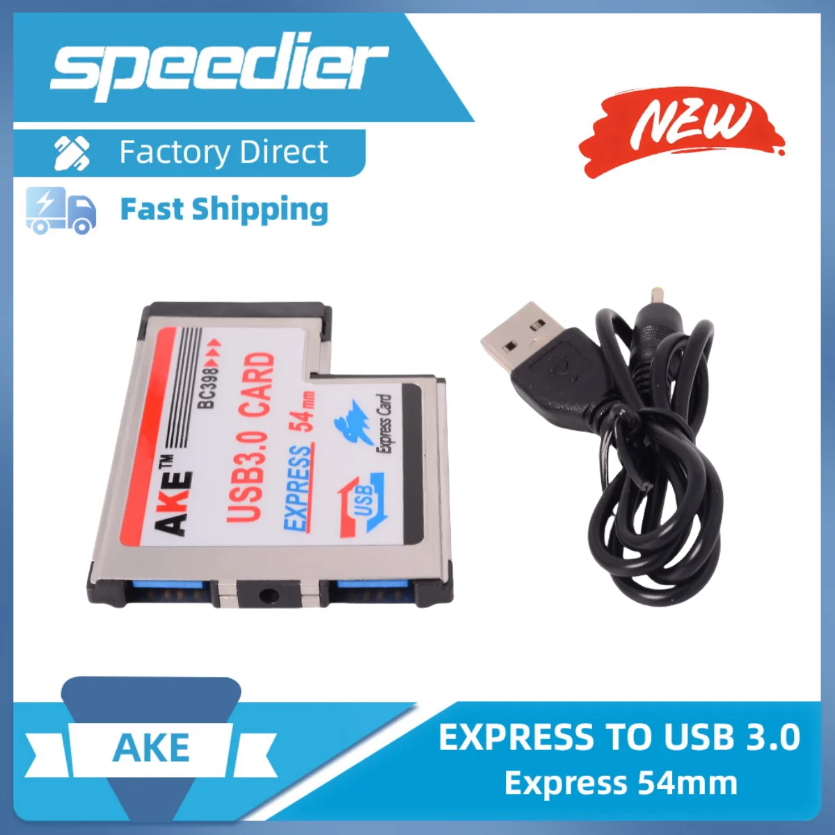 2025 NEW PCMCIA Notebook Express To USB 3.0 Expansion Card AKE BC398 Chip NEC ASM1042 with Card Driver Disk ExpressCard 54mm