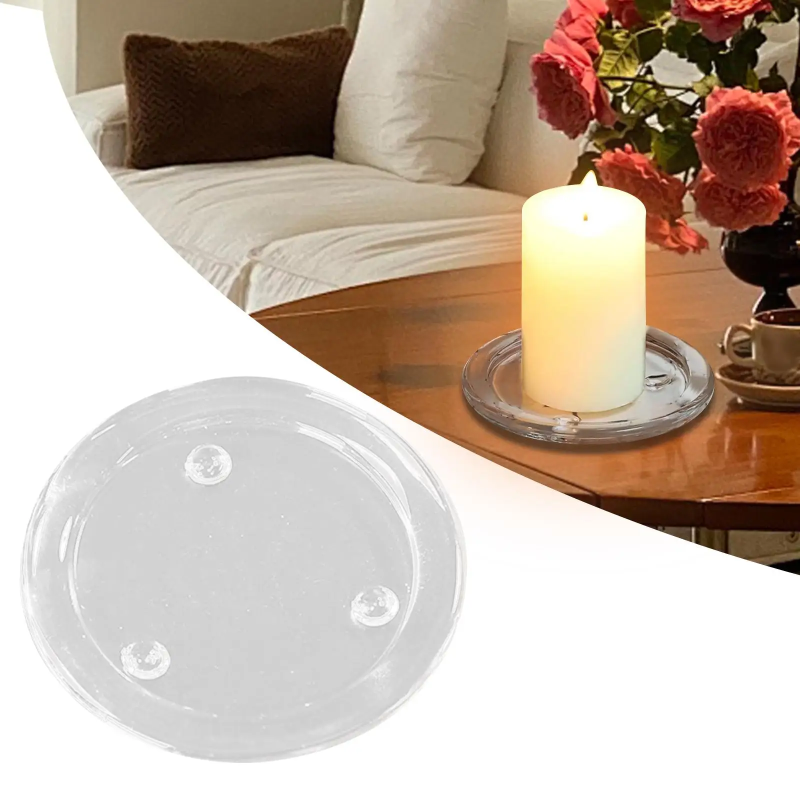 Pillar Candle Holder Glass Coaster Multipurpose Candle Tray Fruit Dish for Holiday, Wedding, Baby Shower Fine Workmanship