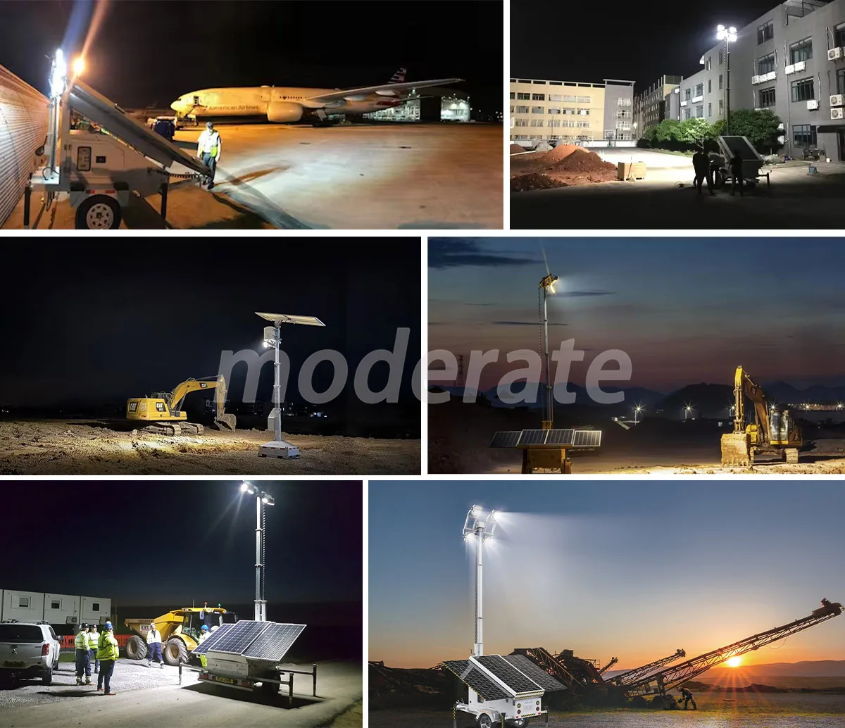 أبراج إضاءة تعمل بالطاقة الشمسية في حالات الطوارئ مع برج أمان لنظام إضاءة كاميرا CCTV للاستخدام الخارجي #3