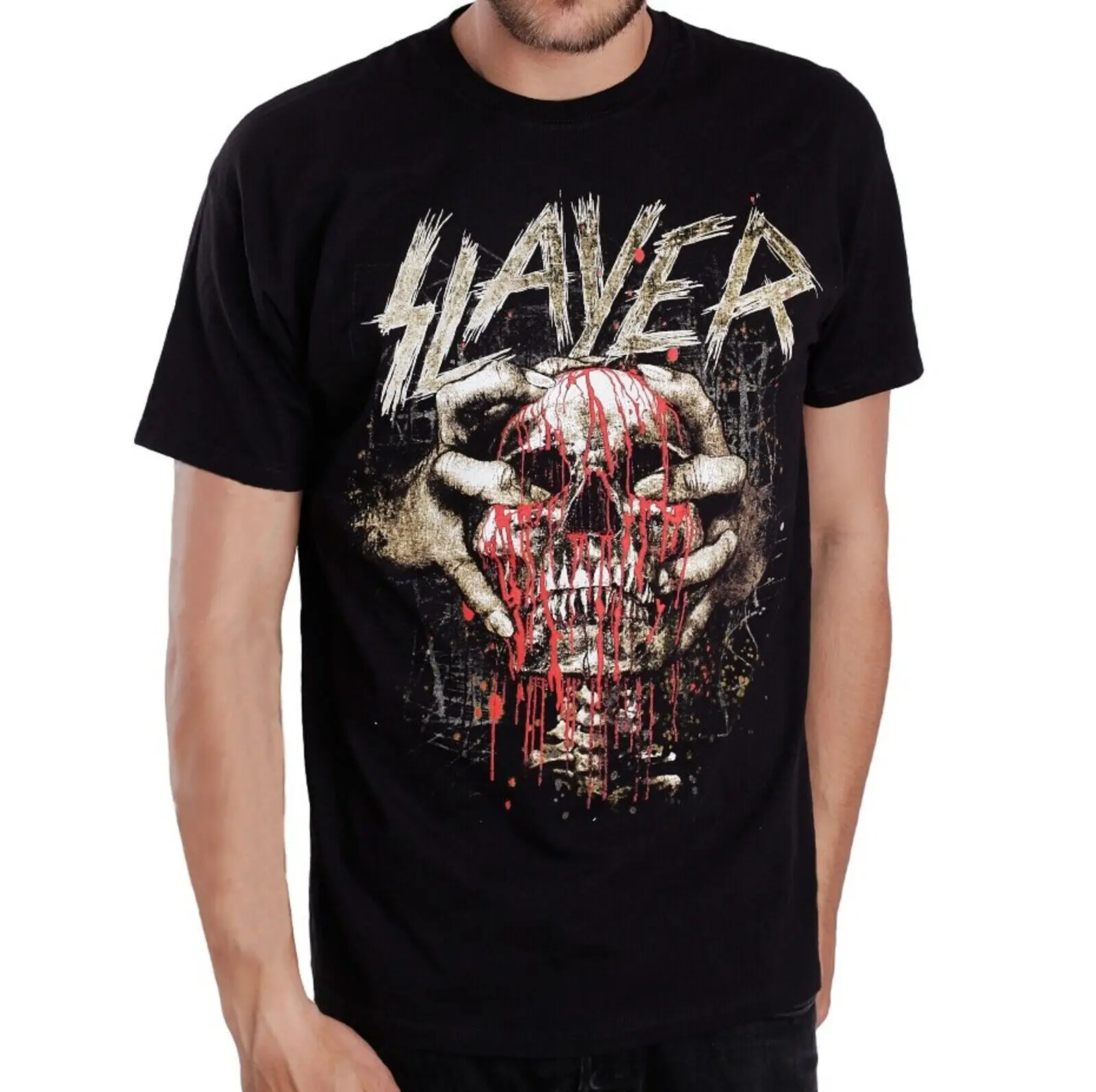 

SLAYER cd lgo BLOODY SKULL CLENCH Official SHIRT SMALL reign awaits abyss heaven