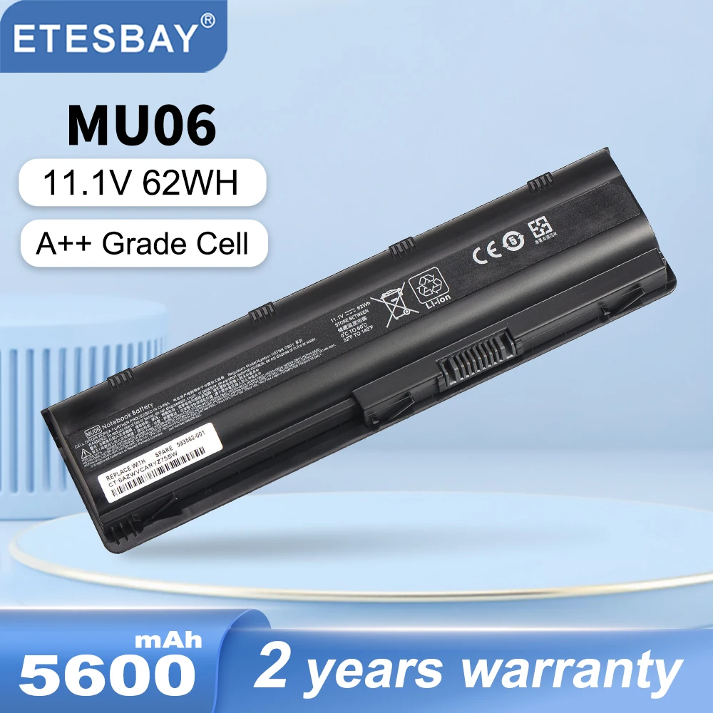 ETESBAY MU06 62WH Laptop Battery For HP Pavilion G4 G6 G7 G32 G42 G62 G72 CQ56 CQ72 DM4 DM4T HSTNN-Q60C HSTNN-DB0Y 593553-001