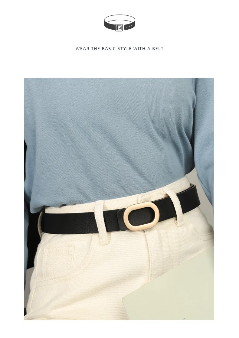 Gürtel Für Frauen Runde Quadratische Schnalle Pin Schnalle Jeans Schwarz Gürtel Chic Luxus Marke Designer Leder Gürtel Weibliche – Detail 1