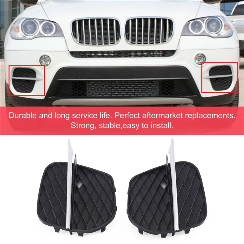 

1 Pair Front Bumper Grille Cover Grill Trim For -BMW X5 E70 2011-2013 51117222859 51117222860
